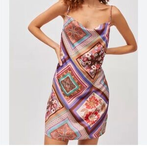 Urban Outfitters Mallory Multicolor Patterned Slip Dress